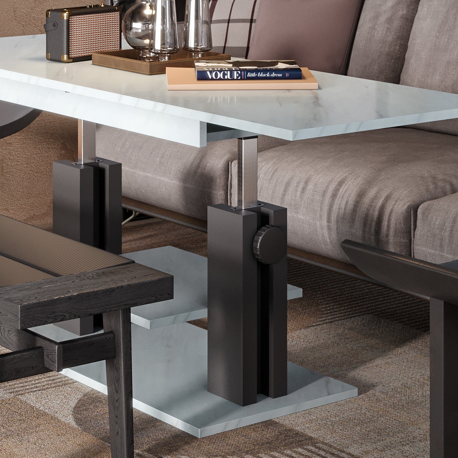 Moduvo, Marble effect, Extending Coffee table to Dining table