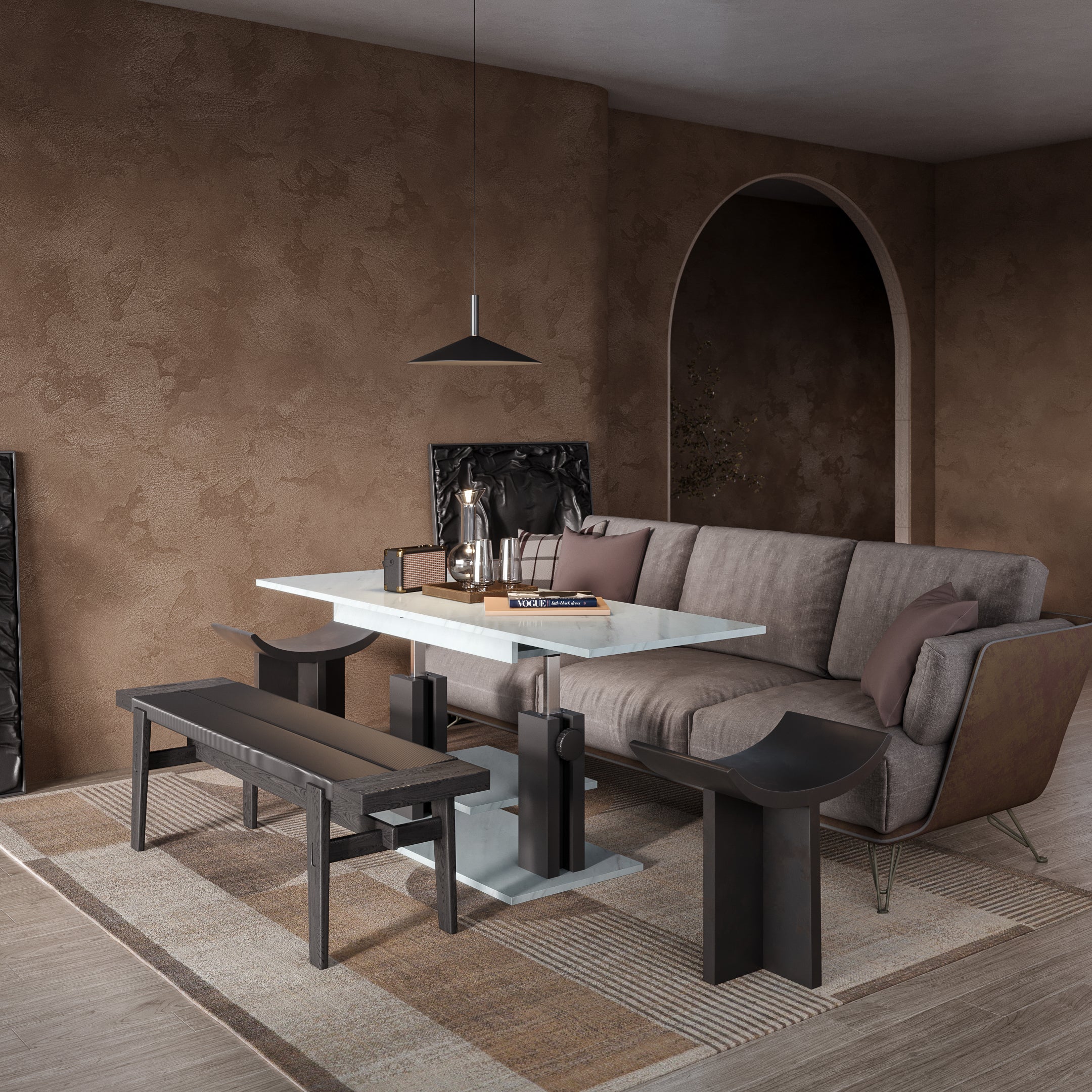 Moduvo, Marble effect, Extending Coffee table to Dining table