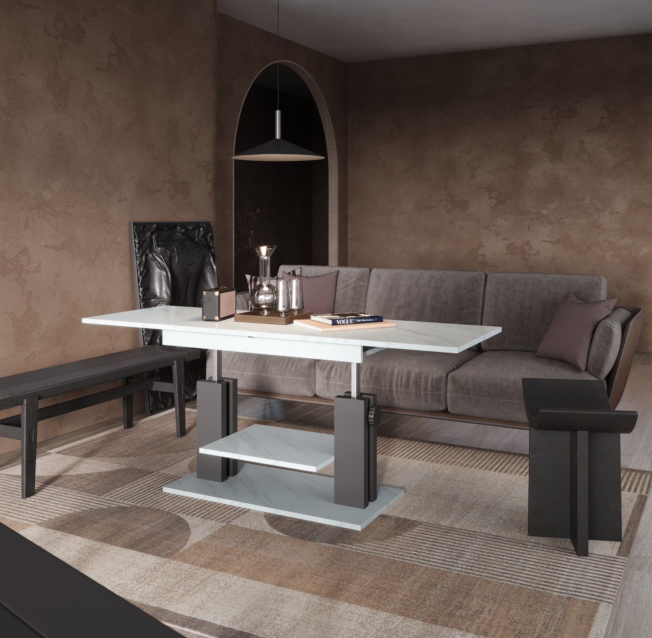 Moduvo, Marble effect, Extending Coffee table to Dining table