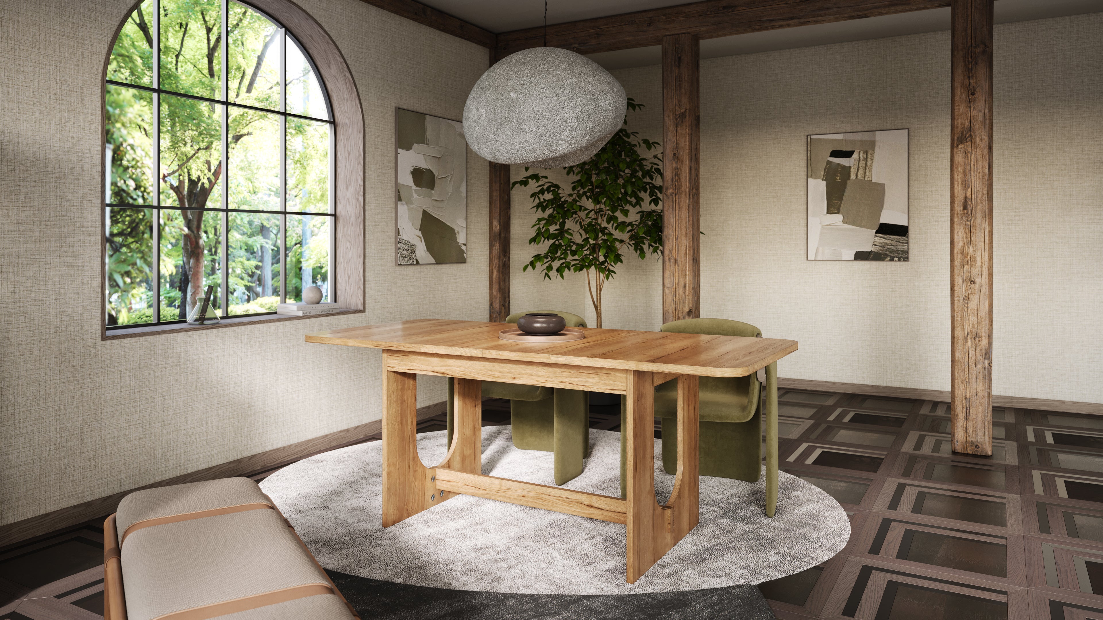 Teramo Oak Halifax effect Dining table