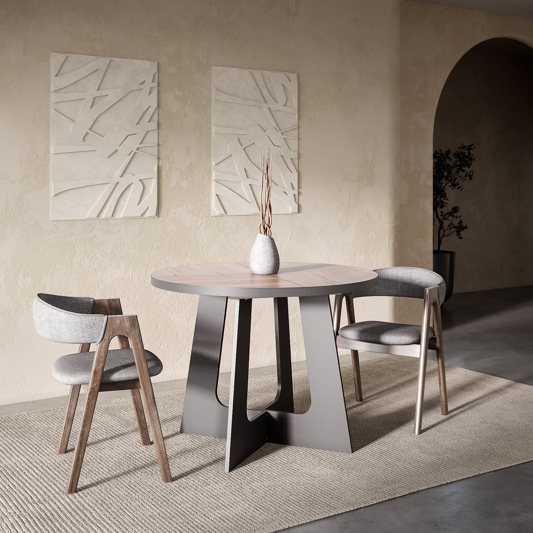 Belagio, Oak Halifax Effect, Modern Extending Dining Table, 110 - 160 cm