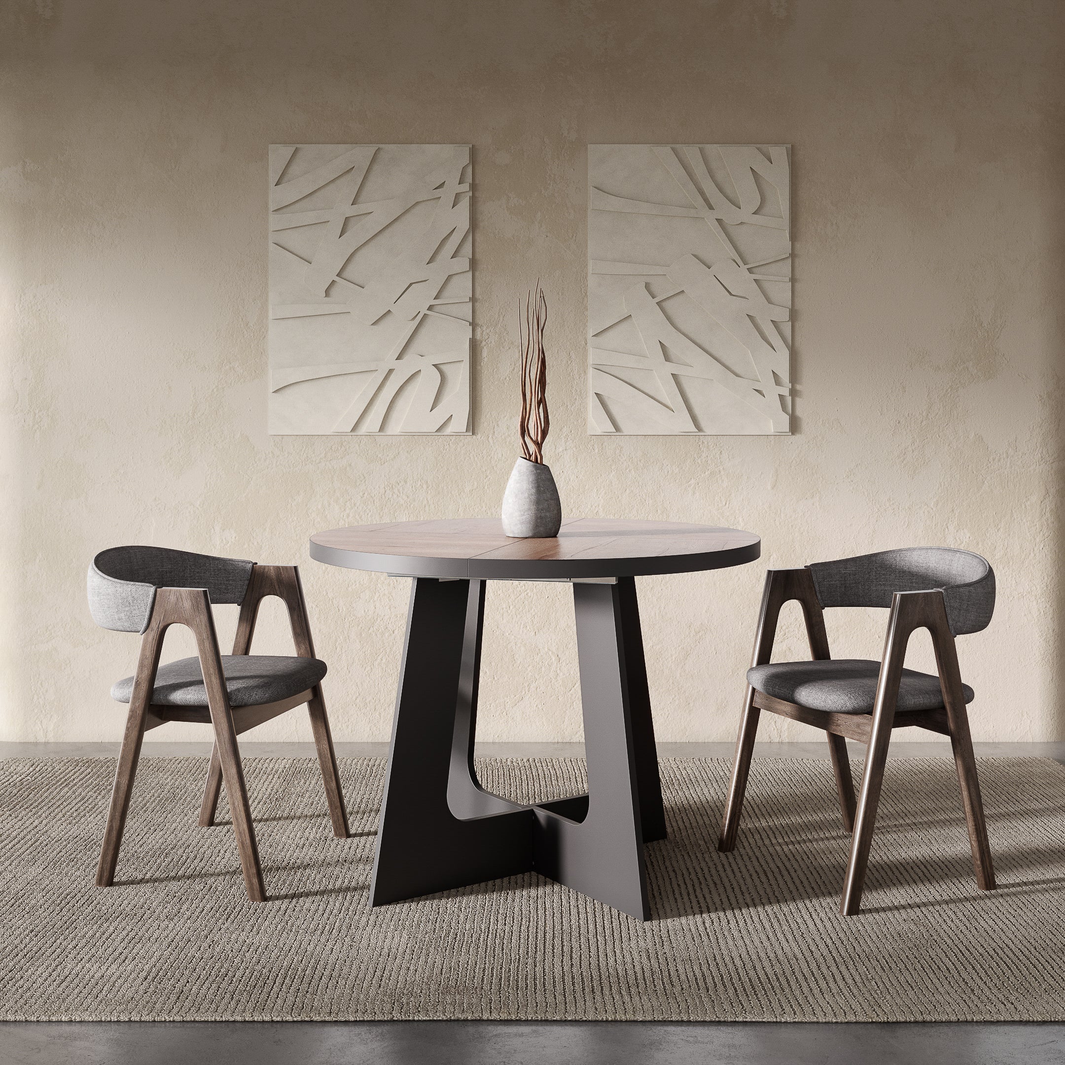 Belagio, Oak Halifax Effect, Modern Extending Dining Table, 110 - 160 cm