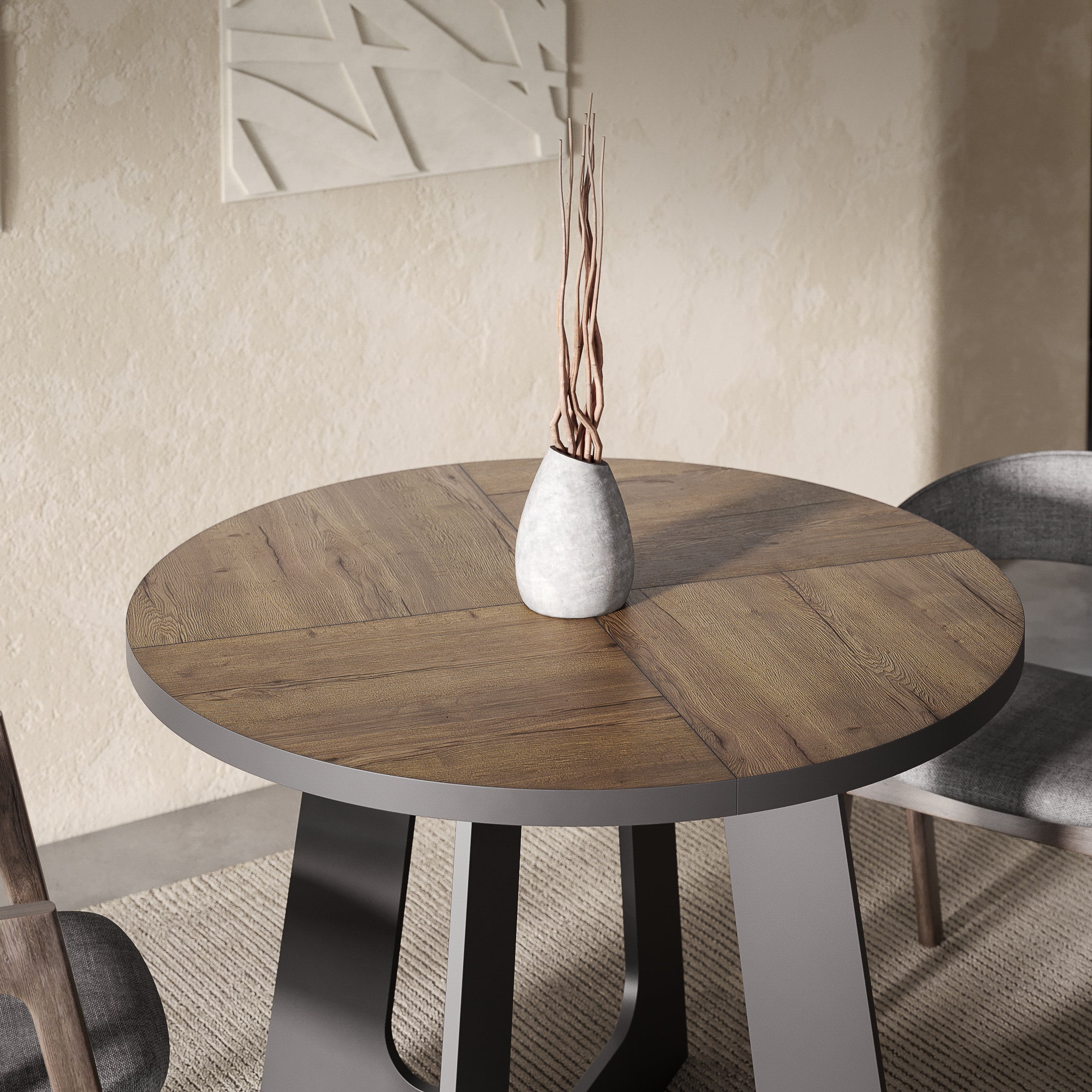 Belagio, Dark Oak Effect, Modern Extending Dining Table, 110 - 160 cm