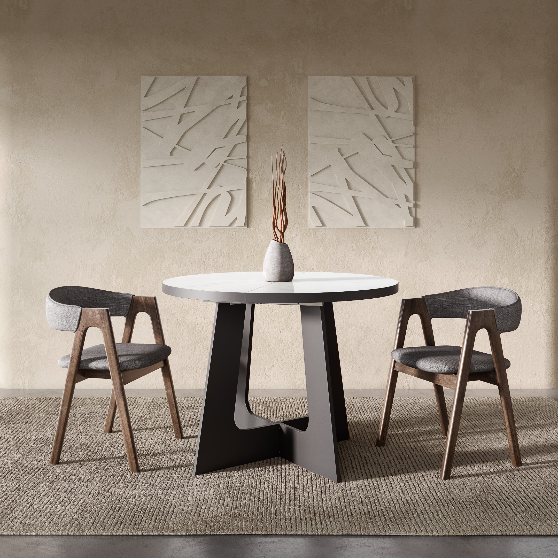Belagio, Marble Effect, Modern Extending Dining Table, 110 - 160 cm