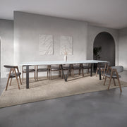 Lungo Marble Effect, 4 to 16 Seat Rectangle Extending Dining Table, 130cm - 330cm