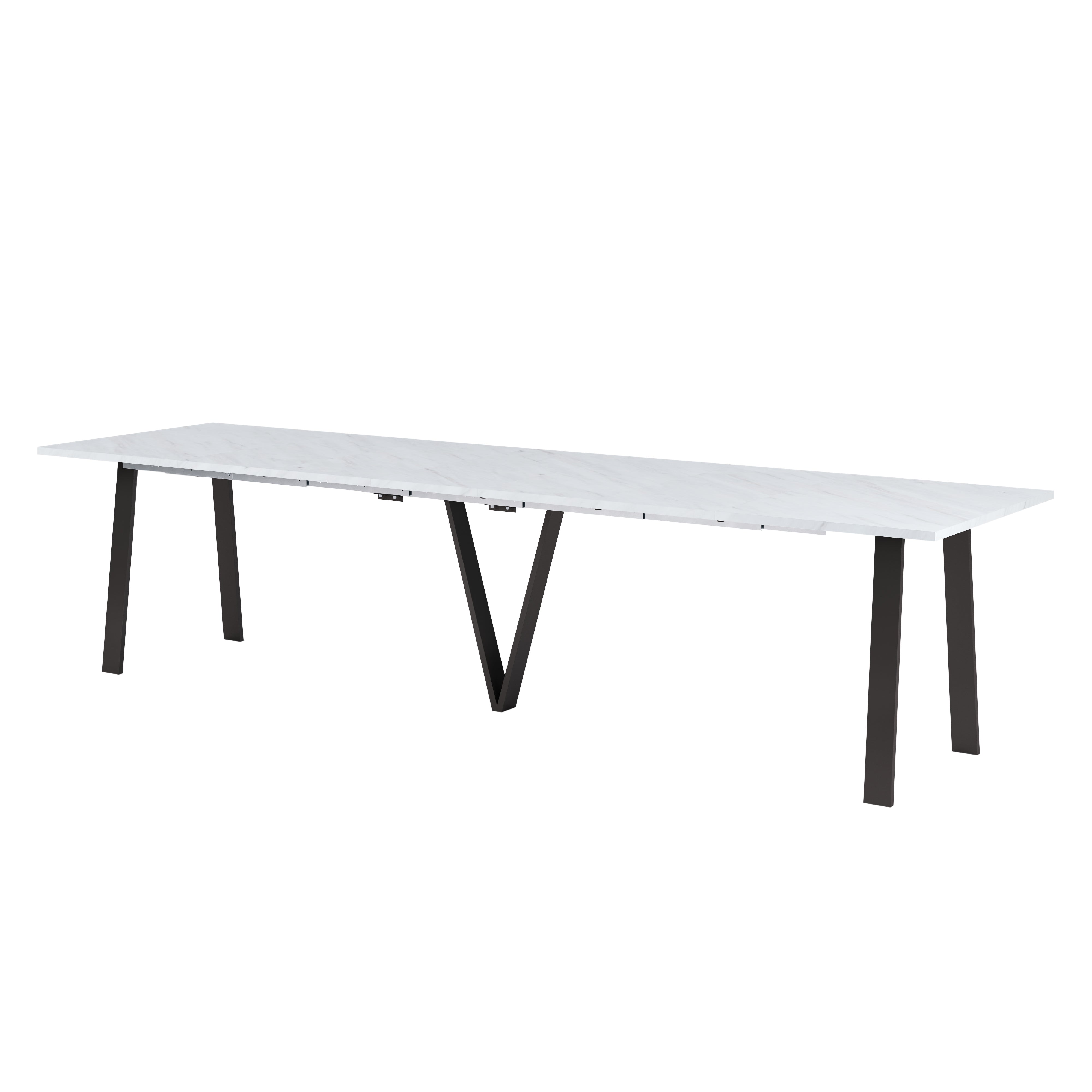 Lungo Marble Effect, 4 to 16 Seat Rectangle Extending Dining Table, 130cm - 330cm