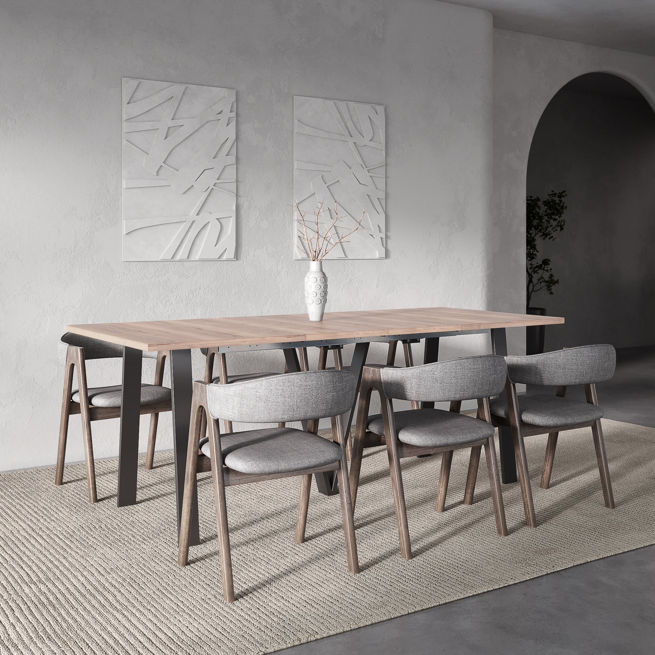 Lungo Oak Halifax effect, 4 to 16 Seat Rectangle Extending Dining Table, 130cm - 330cm