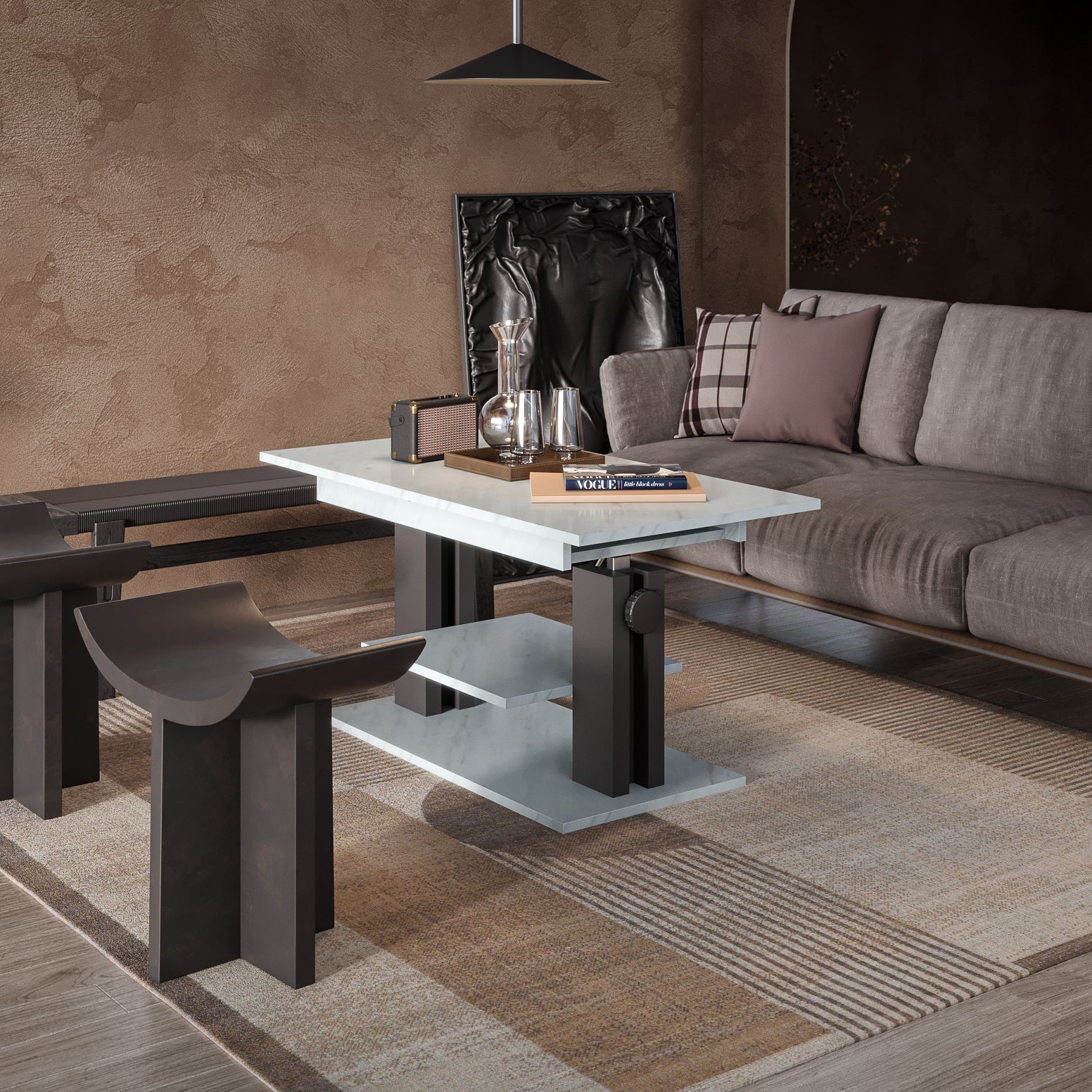 Moduvo, Marble effect, Extending Coffee table to Dining table