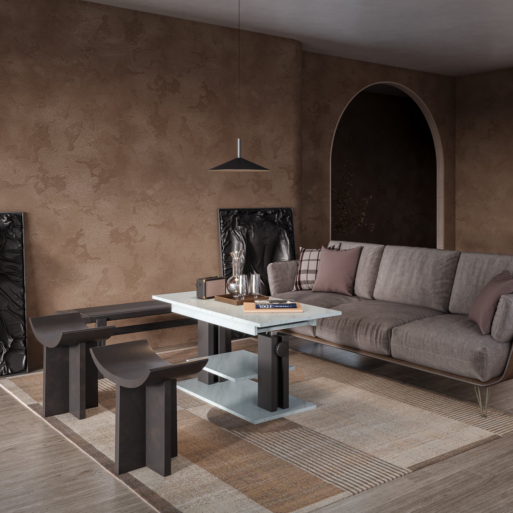 Moduvo, Marble effect, Extending Coffee table to Dining table