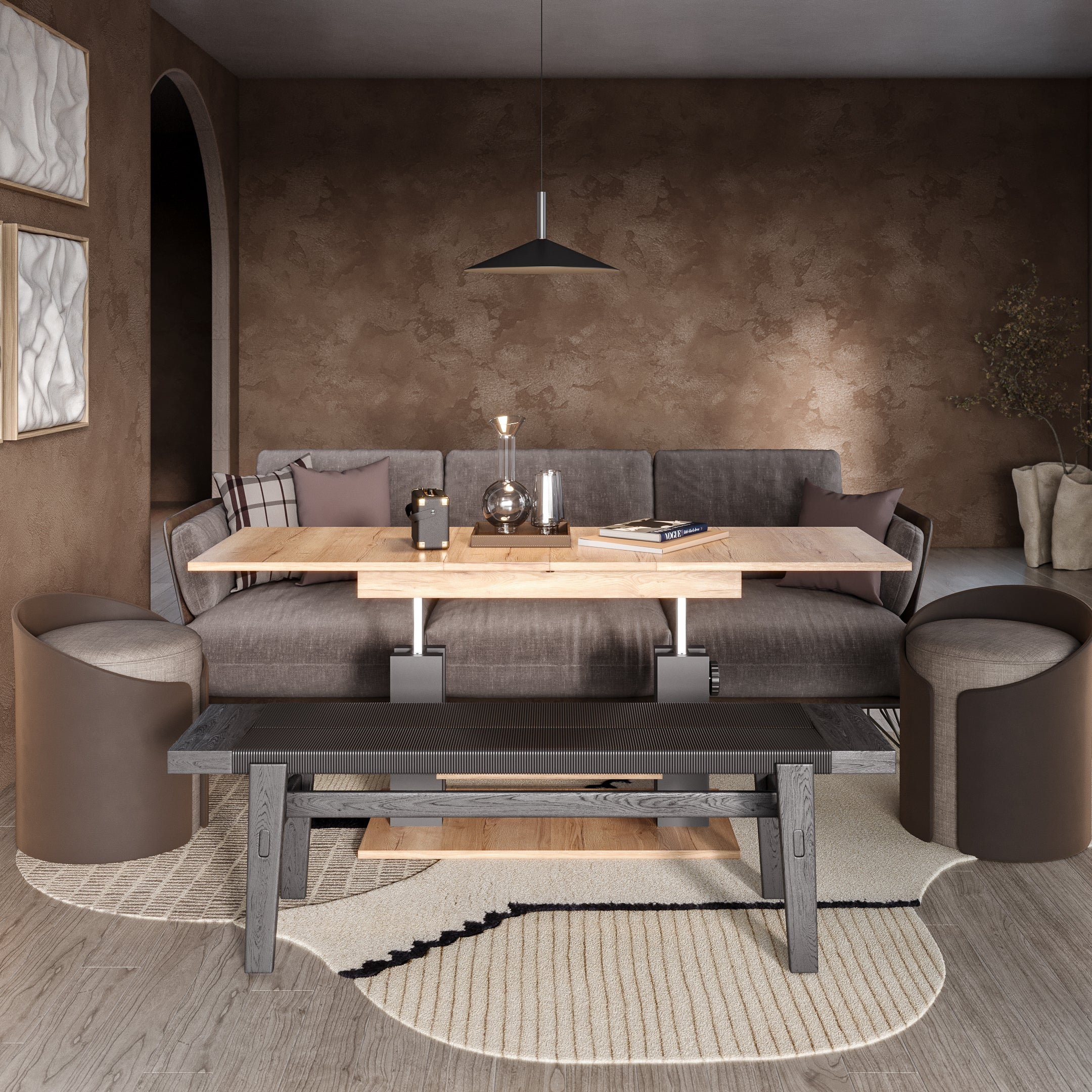 Moduvo, Oak Halifax effect, Extending Coffee table to Dining table