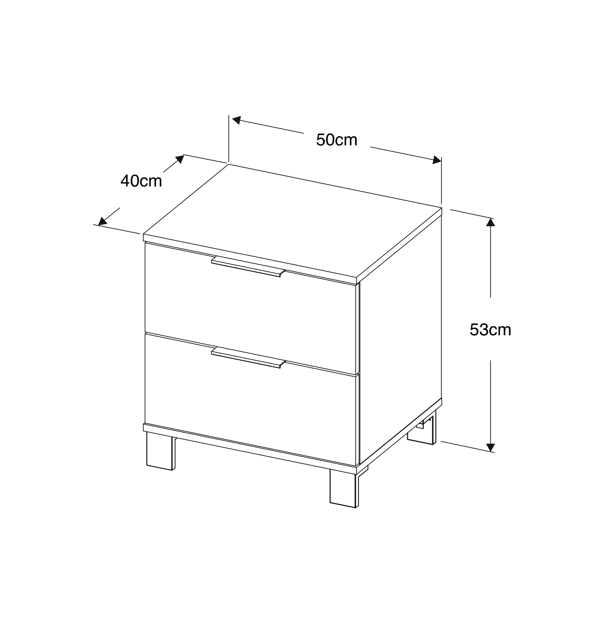 Cozy 02 Dark Oak Effect Bedside Cabinet