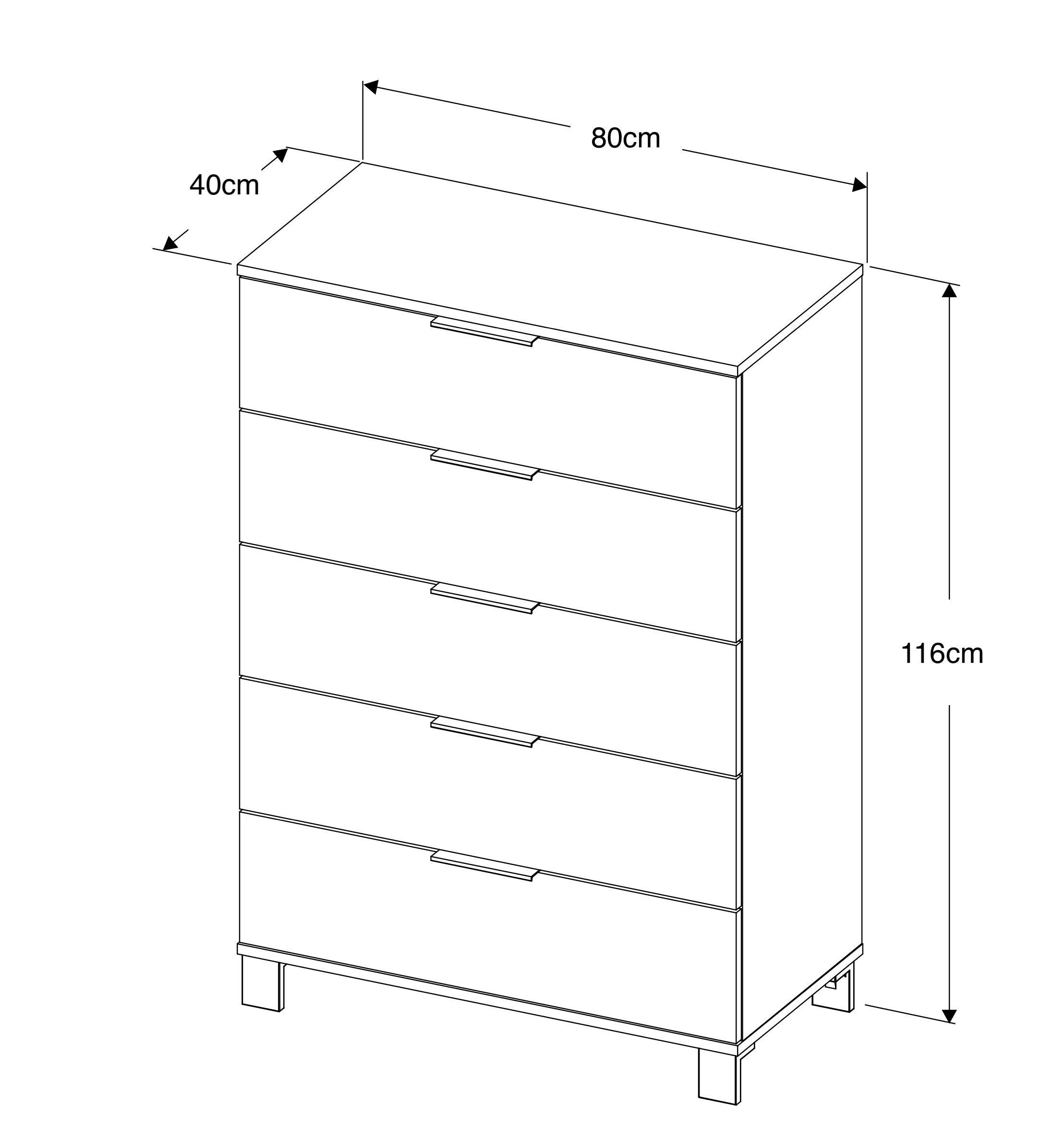 Cozy 05 Dark Oak Effect Chest of Drawers