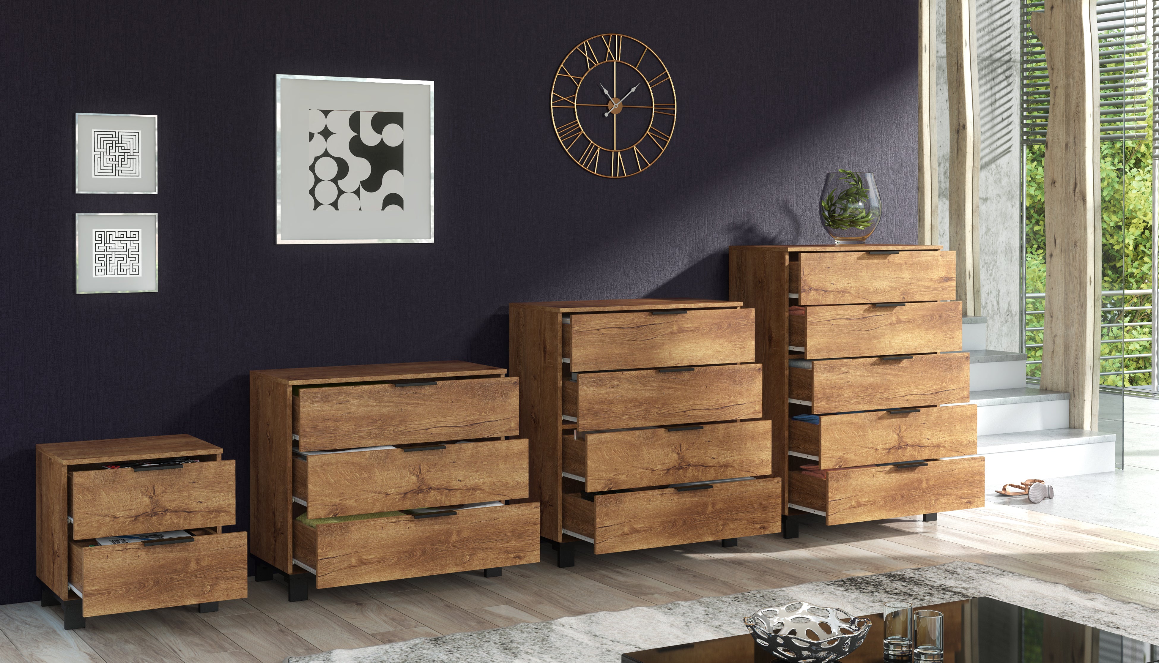 Cozy 04 Dark Oak Effect Chest of Drawers
