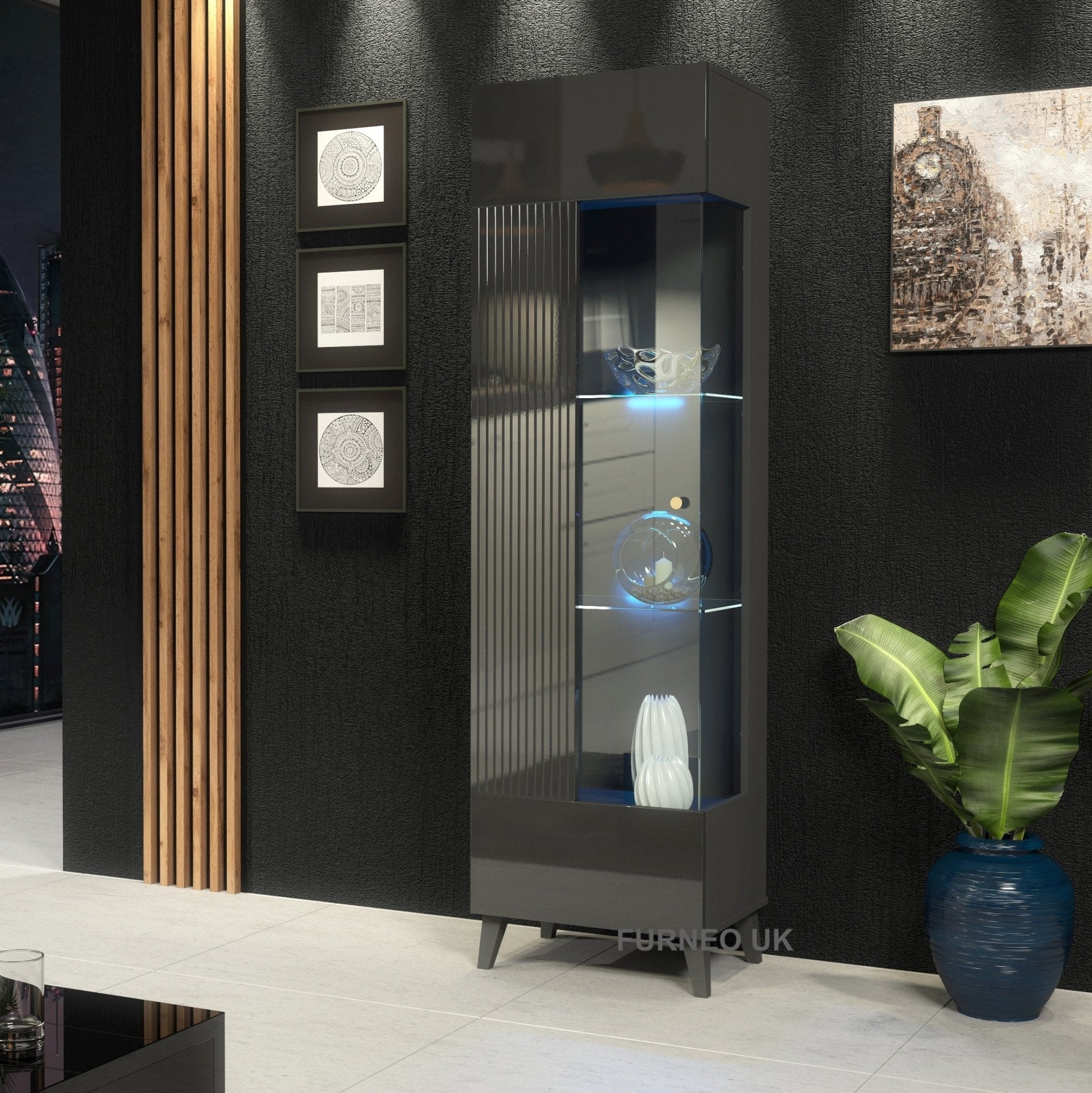 Azzurro 12 Grey Display Cabinet - Furneo