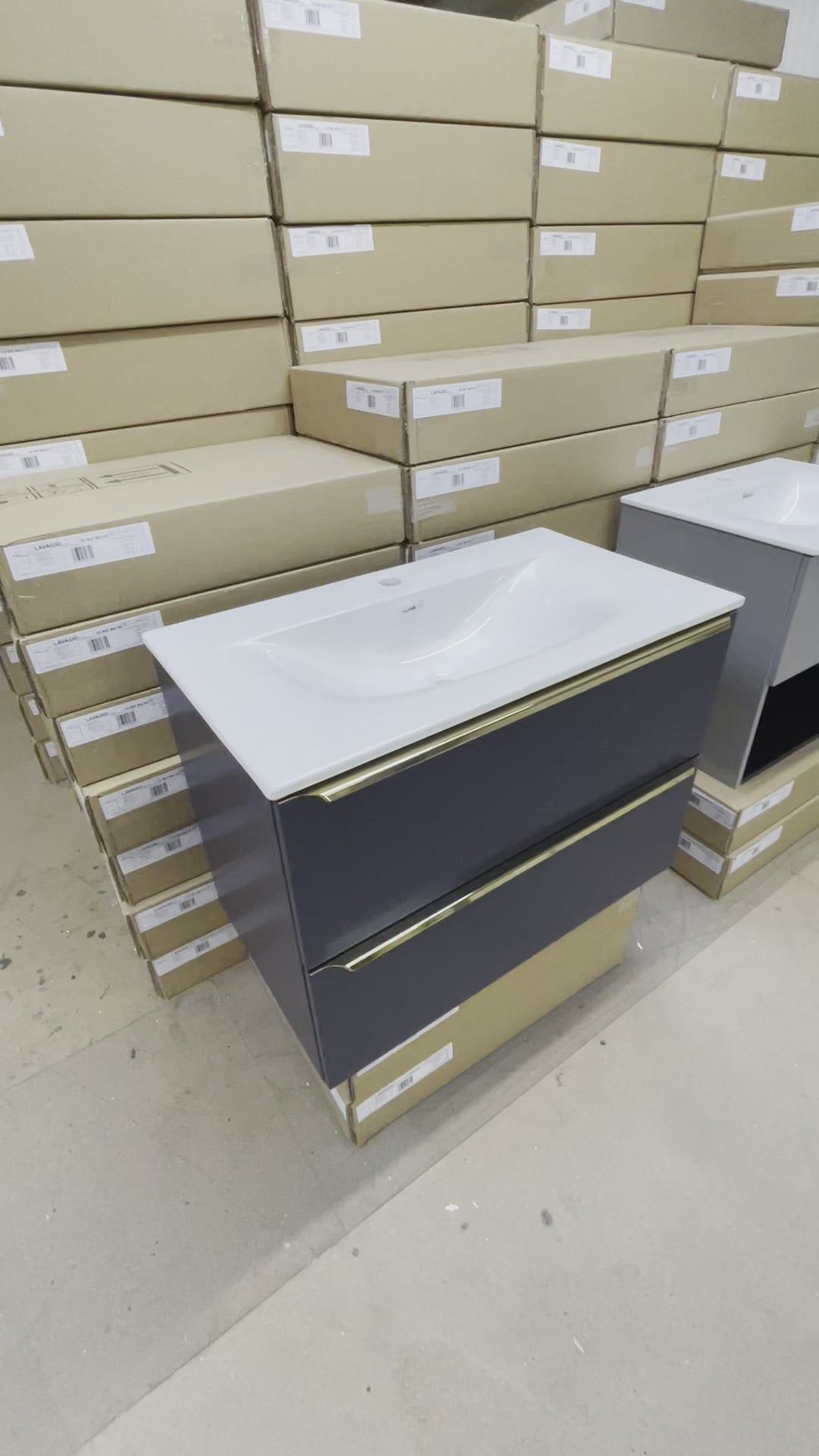 Load video: Blueberry Bathroom Vanity 80cm 2-Door