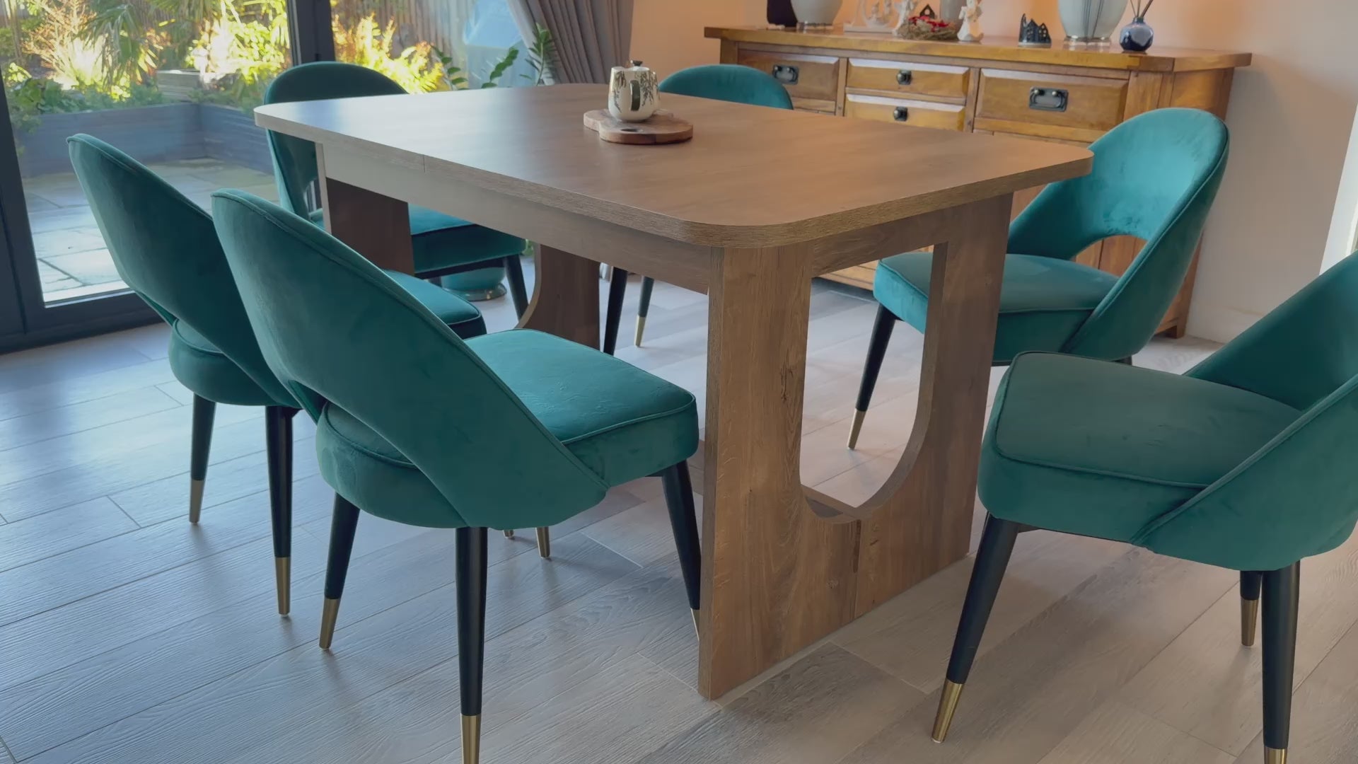 Load video: Teramo Dark Oak effect Dining table