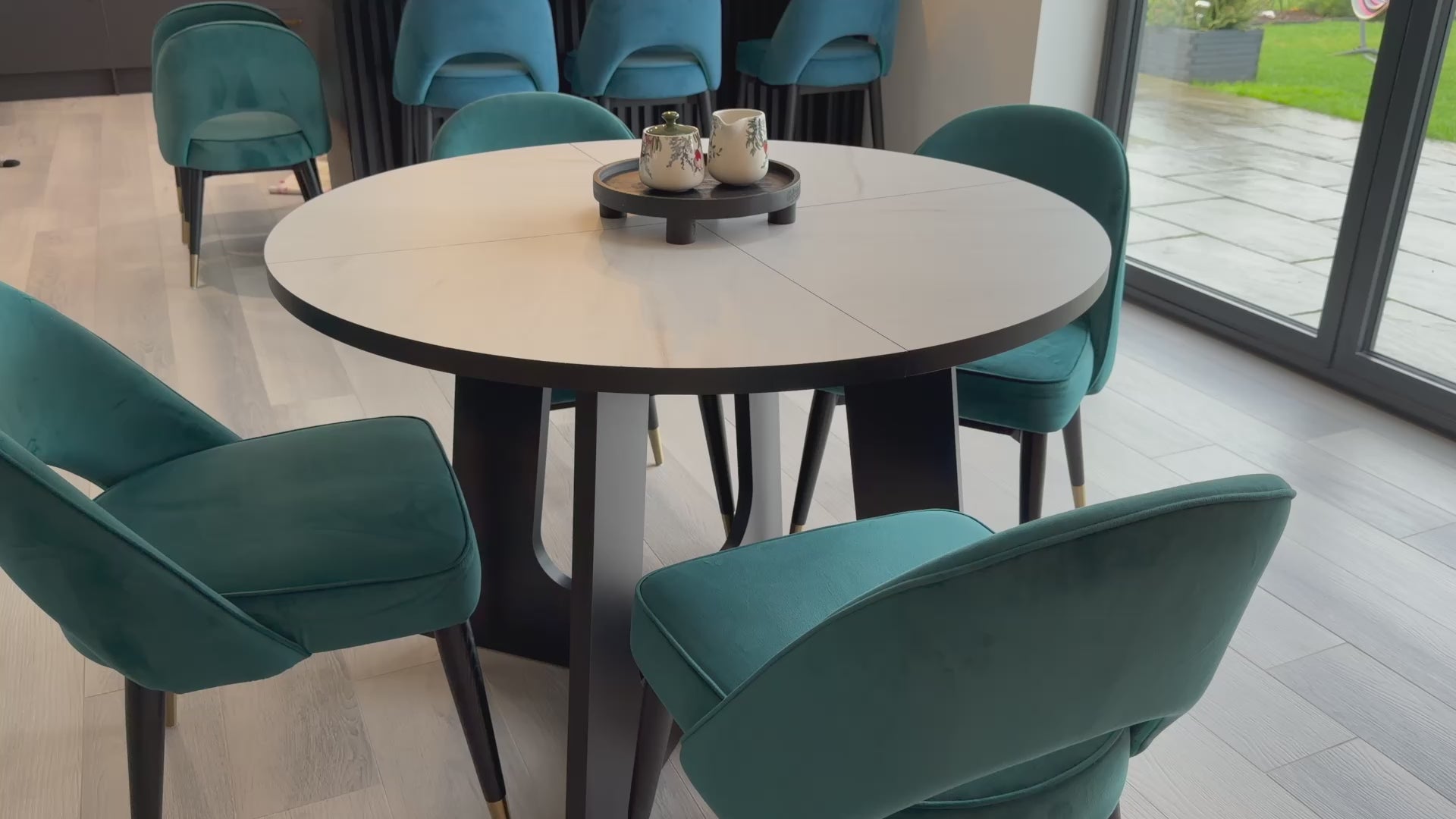 Load video: Belagio, Marble Effect, Modern Extending Dining Table, 110 - 160 cm