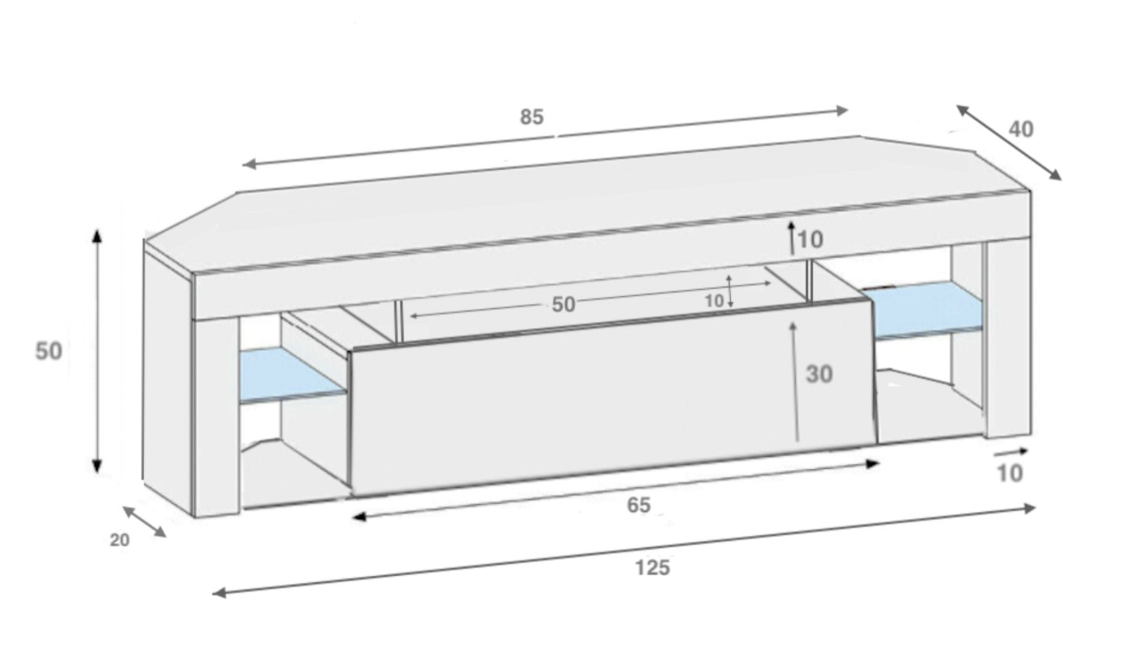 Milano 05 TV Stand 125cm - Furneo